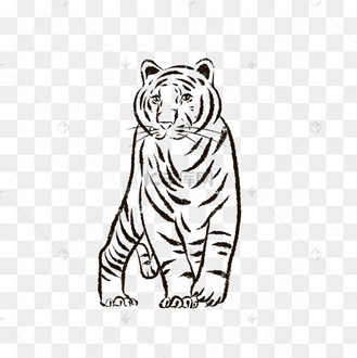 水墨线条动物老虎