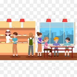 学校食堂吃饭的人物