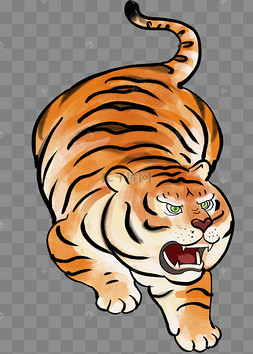 扁平狼咆哮剪影水彩动物手绘卡通老虎元素水彩狼头像彩色凶猛猛兽插画