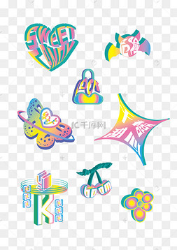y2k千禧风复古贴纸套图