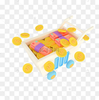 c4d立体3d金融一车金币