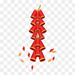 水彩烫金鞭炮剪纸手绘插画新年喜庆炮仗插画爆竹矢量图新年牛年春节