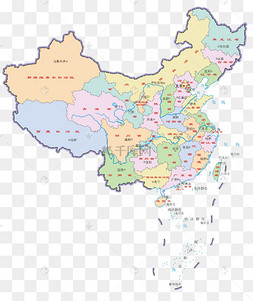 中国地图分省城市彩色