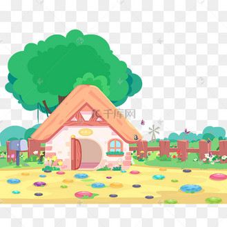 矢量扁平彩色石头路