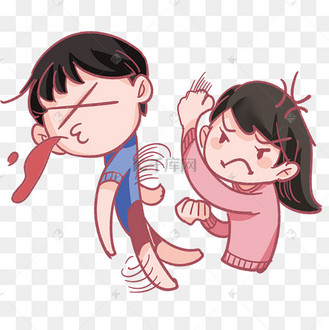 粉红蓝色情侣打架打人欺负挑衅表情包动图gif