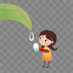 人物女孩接露水