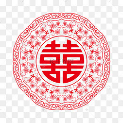 红色喜庆结婚婚礼囍字窗花装饰