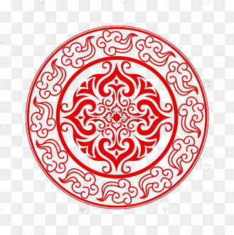 新年圆形剪纸装饰窗花红色中式花纹