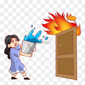消防员火灾灭火消防安全泼水女孩