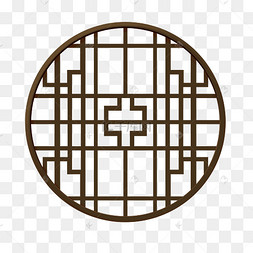 中国古风雕花门窗圆形边框中式花