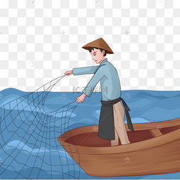 秋天渔民丰收打渔