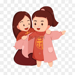 新衣服过年年俗卡通新年2019春节穿新衣png透明底过春节提灯笼拿