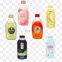 日韩饮品饮料汽水果汁塑料瓶贴纸