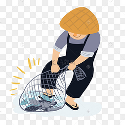 渔民捕捞大丰收捕鱼捞鱼