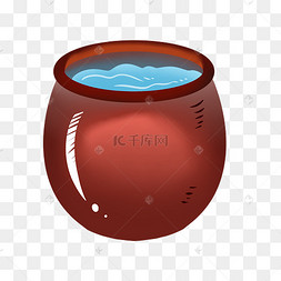 红色圆形水缸古风容器