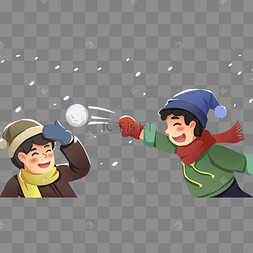 立冬雪花下雪男孩打雪仗