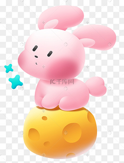 3d立体动物宠物月球小兔子