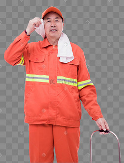 男环卫工人节清洁工擦汗