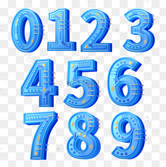 蓝色立体c4d1到9倒计时数字双十二双12