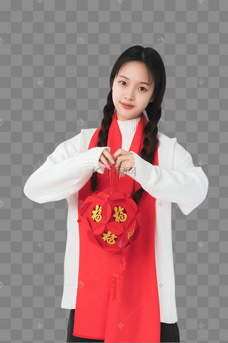 新年春节拜年马尾辫美女