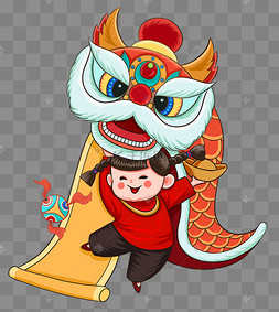 中国风2022春节女孩舞狮