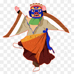 春节少数民族藏族跳舞跳大神过年