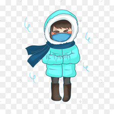 寒潮来袭穿羽绒服保暖女孩降温寒冷