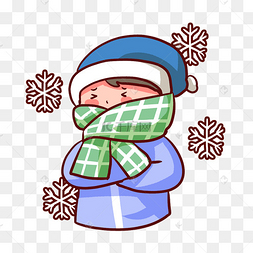 围巾人物表情包寒冷下雪大雪正版版权授权冬季保暖穿棉衣戴帽子手套