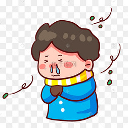 流鼻涕黄人表情包感冒病咳嗽症状面具儿童插画疾病鼻炎打喷嚏过敏流感