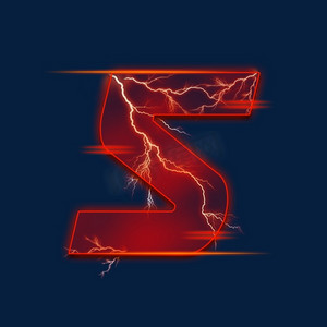 炫酷科技红色闪电数字5