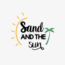 沙滩棕榈免抠艺术字图片_svg黑色阳光沙滩手绘沙滩插画