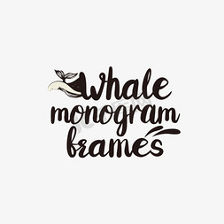 mbe鲸鱼免抠艺术字图片_svg手绘鲸鱼会标框架黑色英文字母线描插画