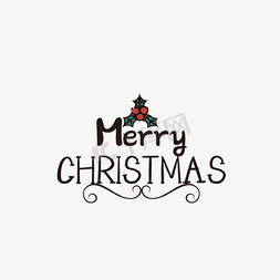 圣诞老人快乐免抠艺术字图片_svg手绘圣诞节快乐黑色英文字母线描花插画