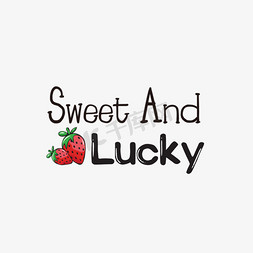 草莓插画免抠艺术字图片_svg手绘甜蜜而幸运黑色英文字母插画字体设计