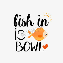鱼手绘鱼免抠艺术字图片_svg手绘鱼在碗里黑色英文字母字体设计插画