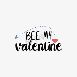 svg手绘蜜蜂我的情人黑色英文字母线描插画