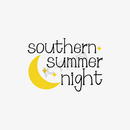 夏夜的梦免抠艺术字图片_svg手绘南方夏夜黑色英文字母线描插画