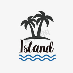 岛屿地图免抠艺术字图片_svg黑色艺术字岛屿椰树