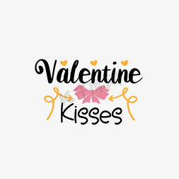 情人节亲吻免抠艺术字图片_svg手绘情人节之吻黑色英文字母线描粉色爱心插画