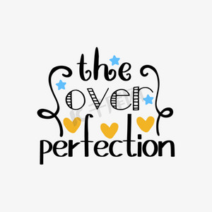 svg黑色卡通过度完美英文艺术字黄色爱心插画