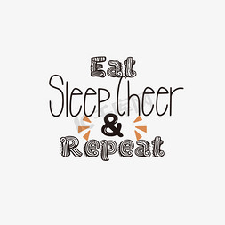 睡觉的枕头免抠艺术字图片_svg黑色卡通吃饭睡觉助威重复英文艺术字插画