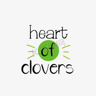 svg英文卡通黑色三叶草的心艺术字英文字母插画