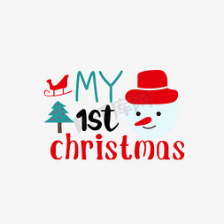 圣诞老人快乐免抠艺术字图片_svg手绘圣诞节快乐黑色英文字母线描雪人插画