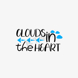 云朵的免抠艺术字图片_svg卡通黑色心中的云英文字母手绘插画