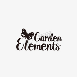 园林免抠艺术字图片_svg手绘园林元素黑色英文字母线描插画