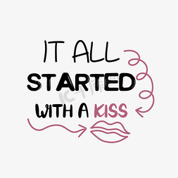 粉色嘴唇免抠艺术字图片_这是从一个吻开始的艺术字体svg
