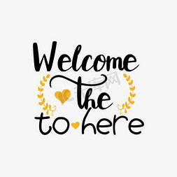 svg黑色卡通欢迎开始英文手绘艺术字黄色插画