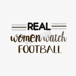 的足球免抠艺术字图片_svg黑色真正的女人看足球英文字母手绘插画