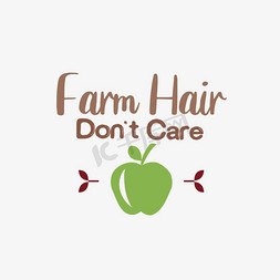 绿色农场免抠艺术字图片_svg手绘农场的头发不在乎黑色英文字母线描苹果插画