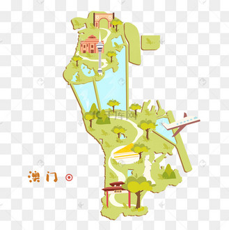 澳门城市景点地标旅游地图